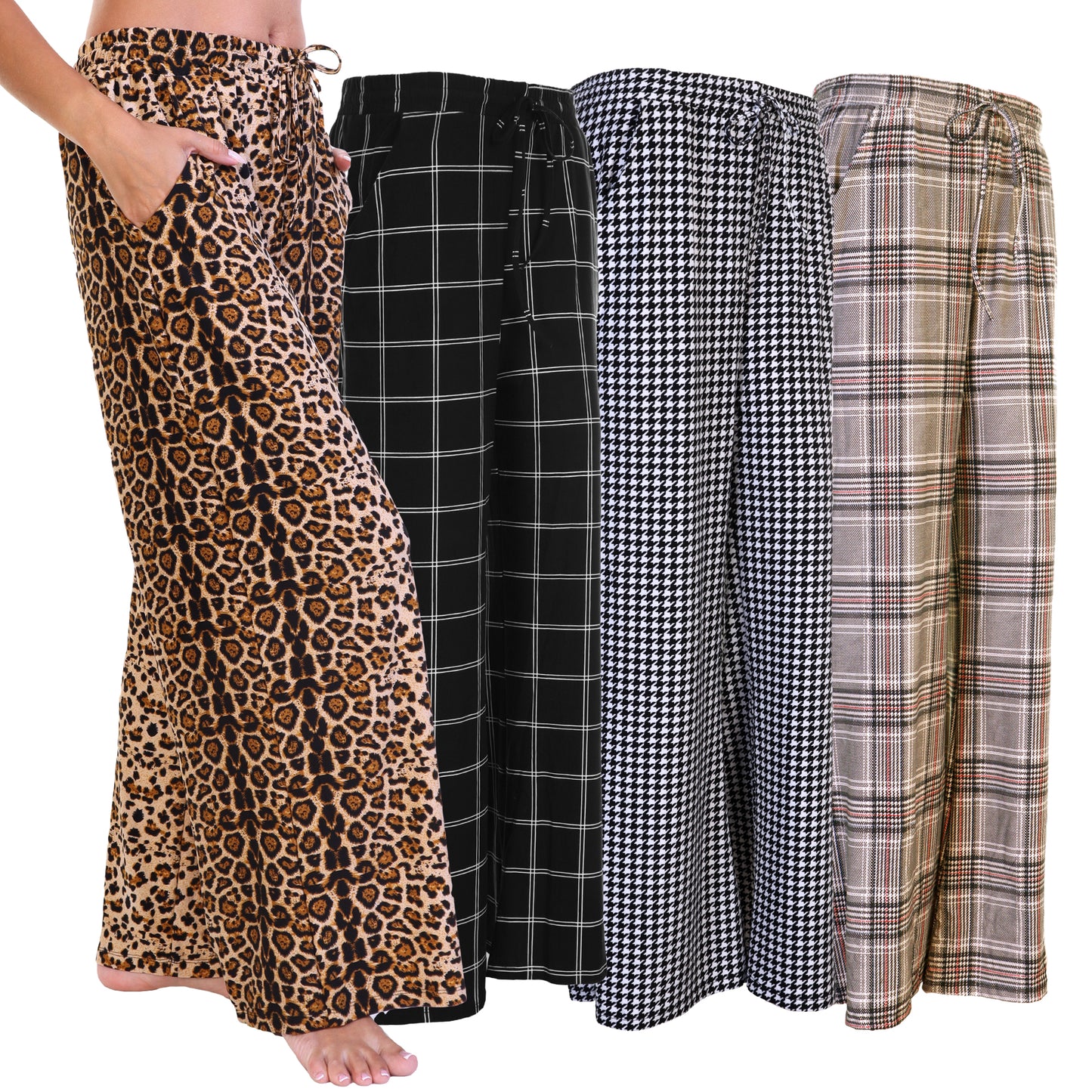 Mid-rise Palazzo Pants with Pockets (1 or 4 Pack)