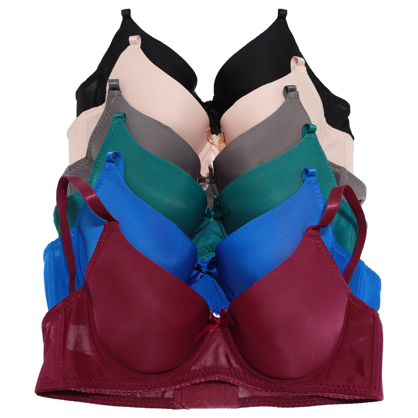 Wired A-Cup T-shirt Bra with Adjustable Straps (6-Pack)