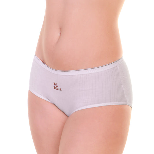 Cotton Ribbed Hiphugger Panties with 3D Detail (6-Pack)