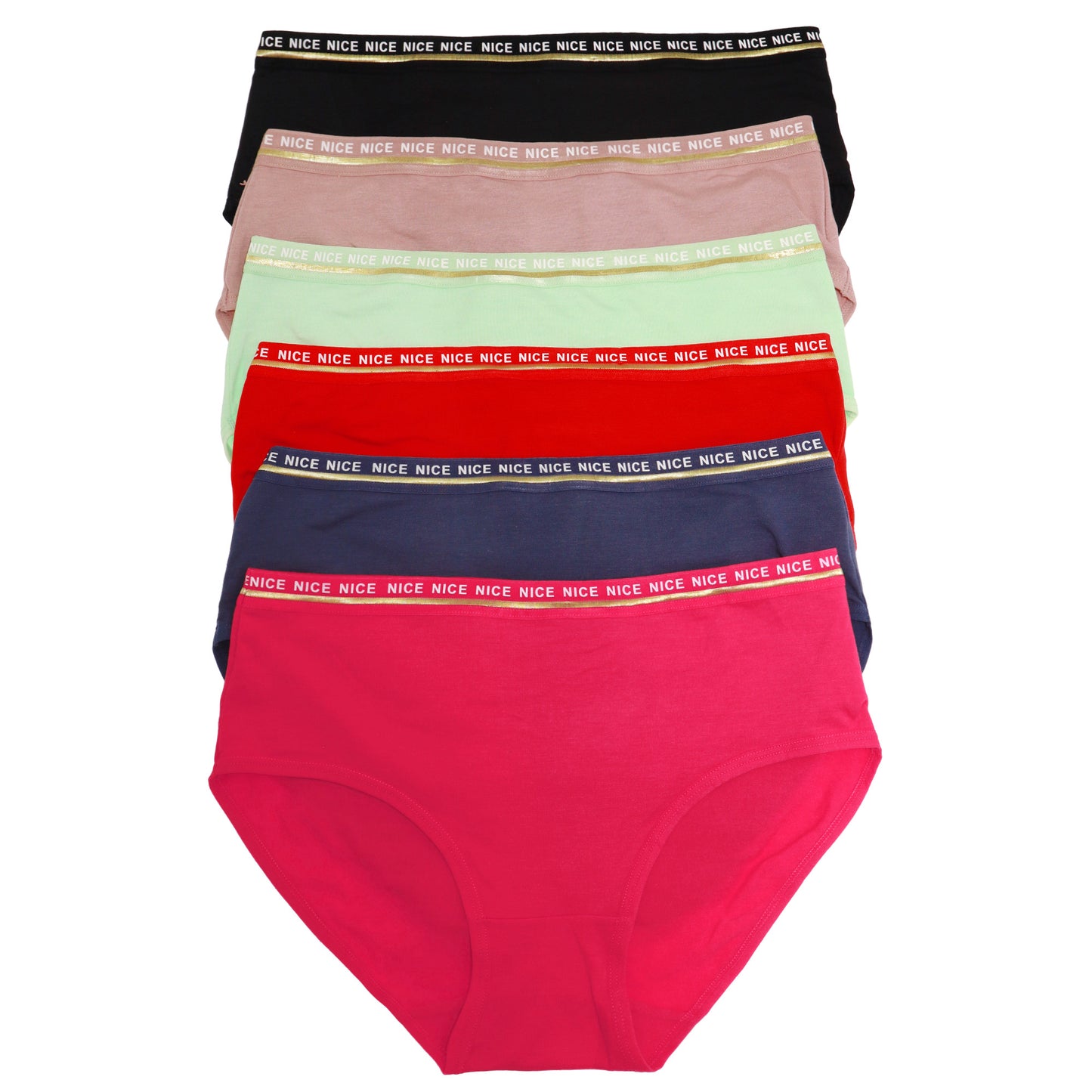 Cotton Hiphugger Panties with Elastic Waistband (6-Pack)