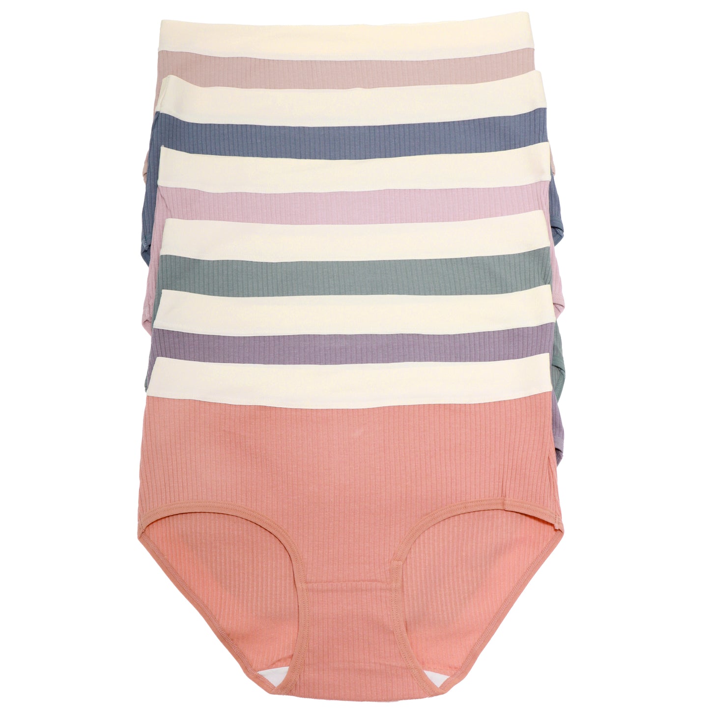 Cotton Ribbed Hiphuggers with Laser Cut Waistband (6-Pack)