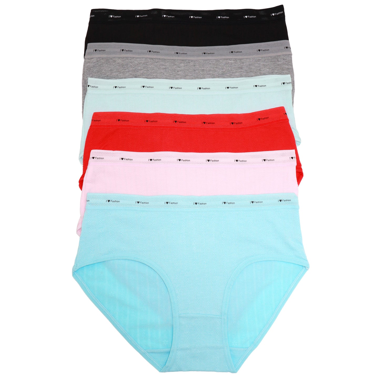 Cotton Hiphugger Panties with Mesh Waistband (6-Pack)