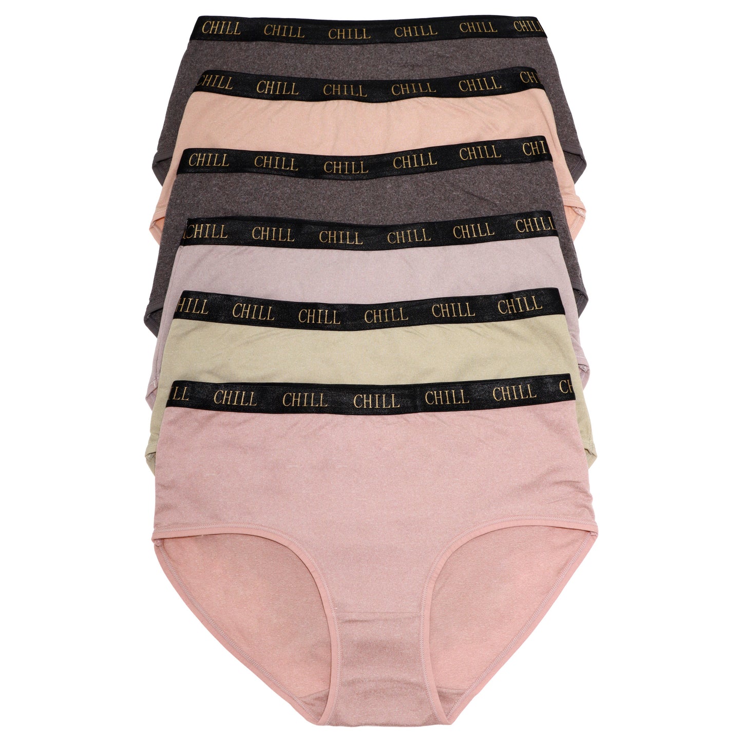 Mid-Rise Brief Panties with CHILL Elastic Waistband (6-Pack)