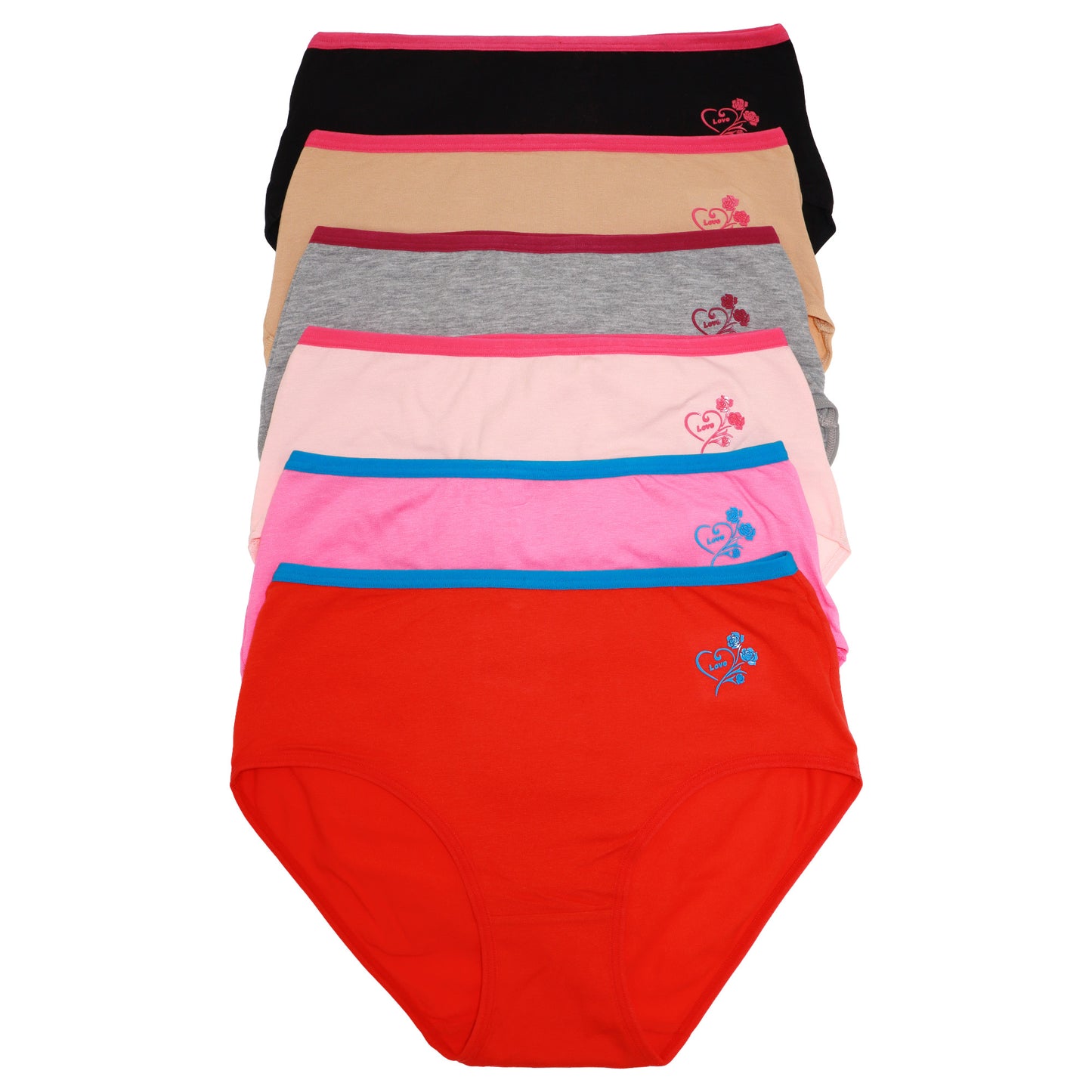 Cotton Mid Rise Brief Panties with Hip Detail (6-Pack)