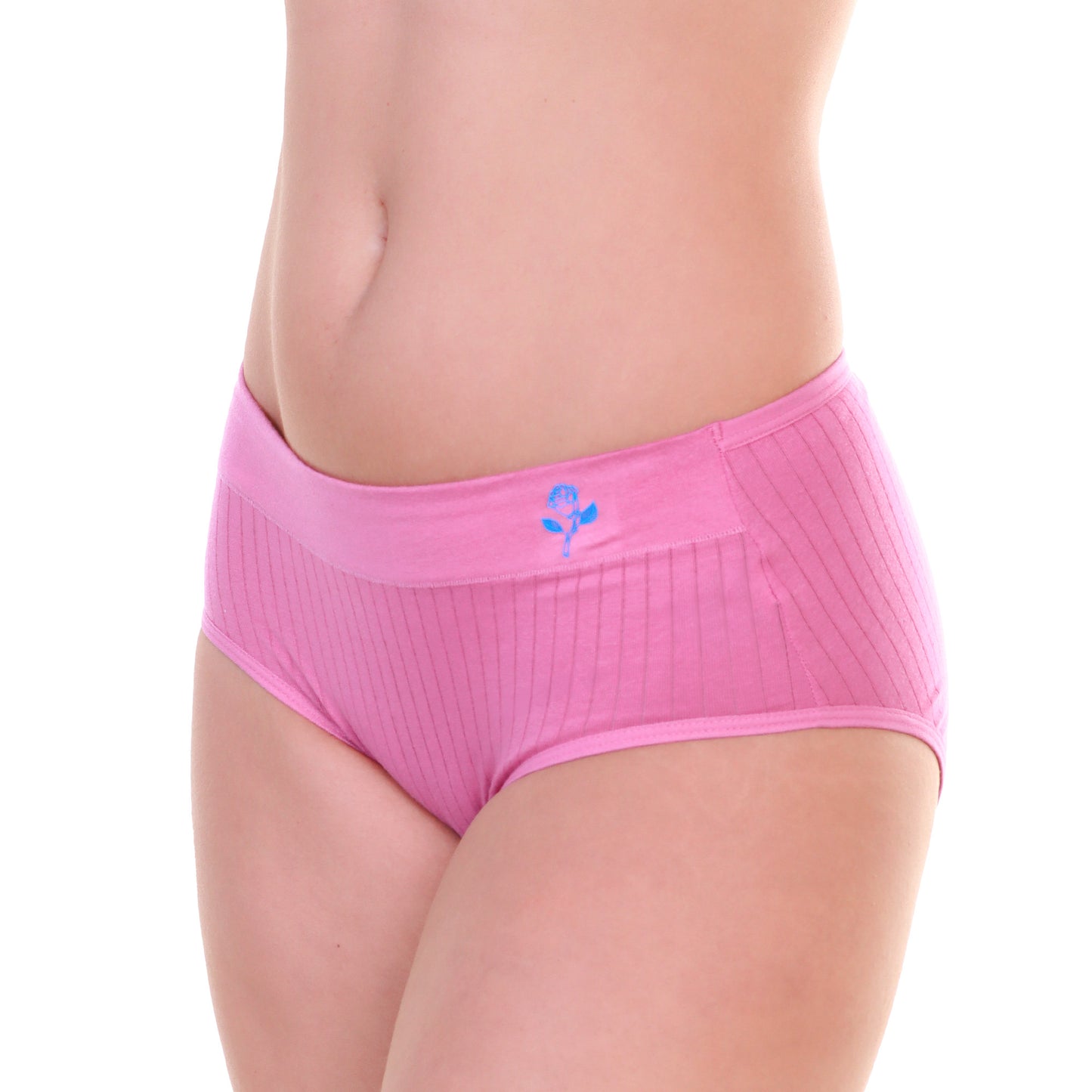 Ribbed Hiphugger Panties with Rose Detail (6-Pack)