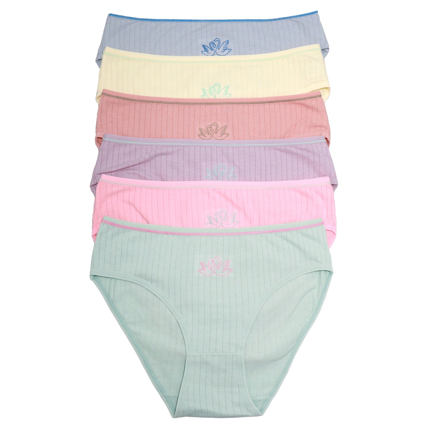 Cotton Bikini Panties with Ribbed Design (6-Pack)