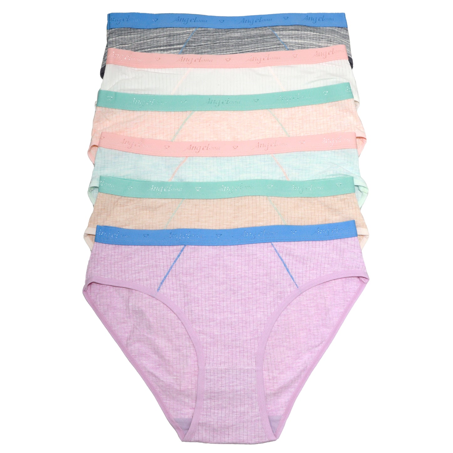 Ribbed Cotton Bikini Panties with Elastic Waistband (6-Pack)