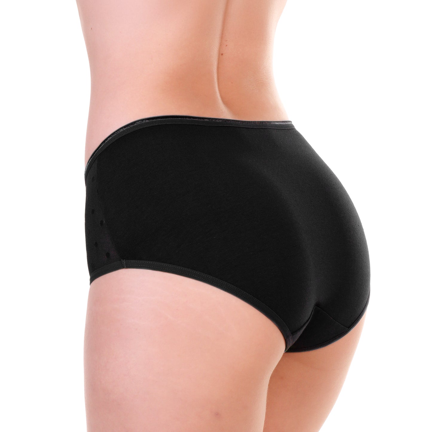 Mid Rise Brief Panties with Sheer Polka Dot Panels (6-Pack)