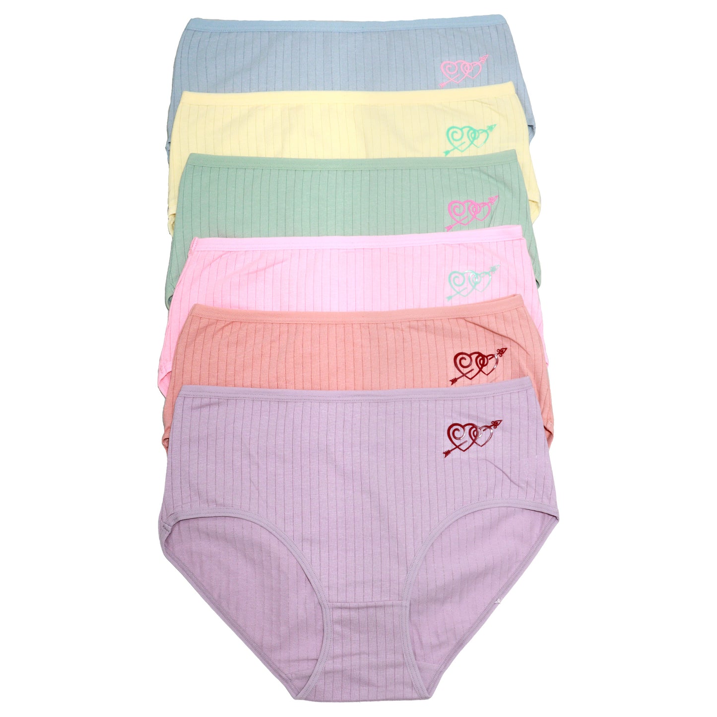 Cotton Mid Rise Panties with Ribbed Design (6-Pack)