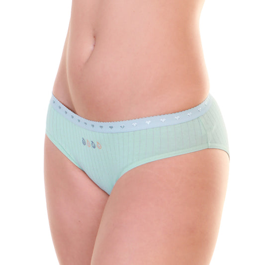 Cotton Bikini Panties with Embroidered Hearts Waistband (6-Pack)