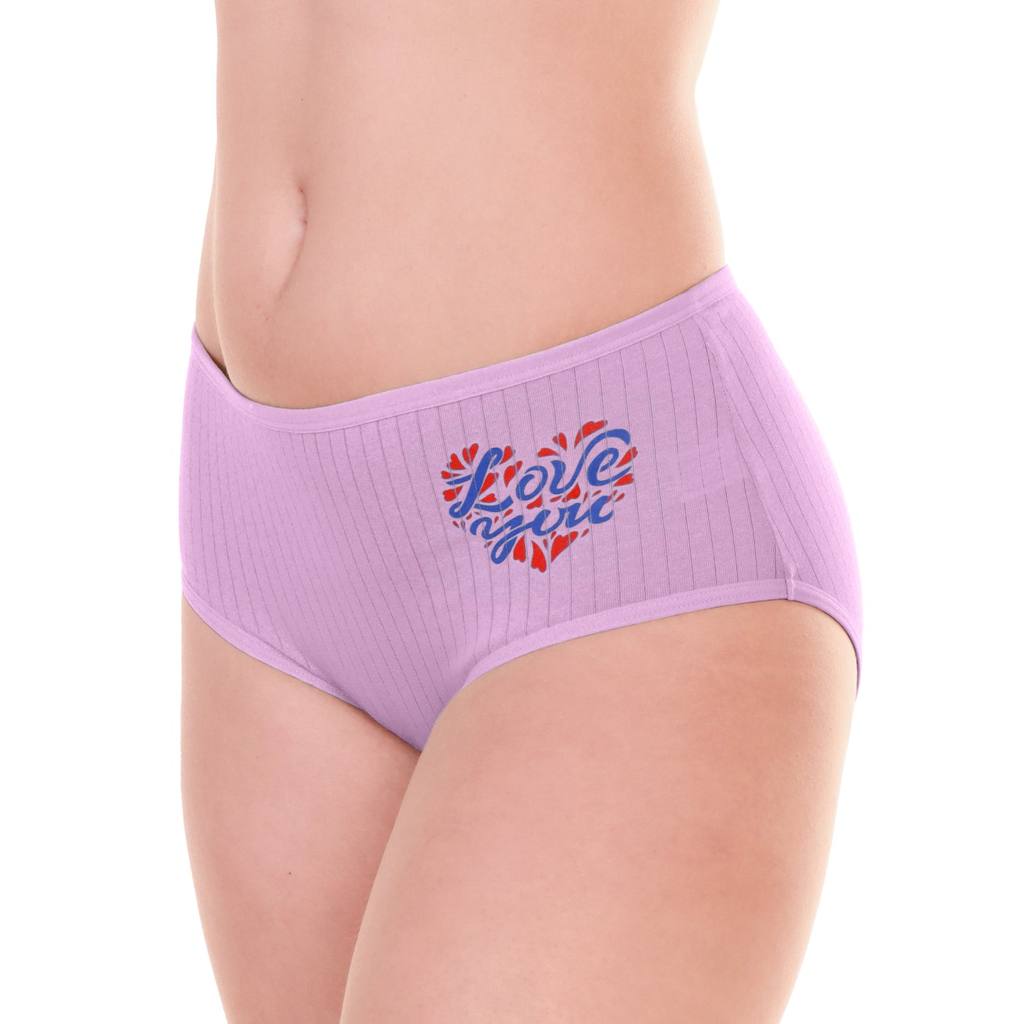Cotton Ribbed Mid-Rise Briefs with Love You Detail (6-Pack)