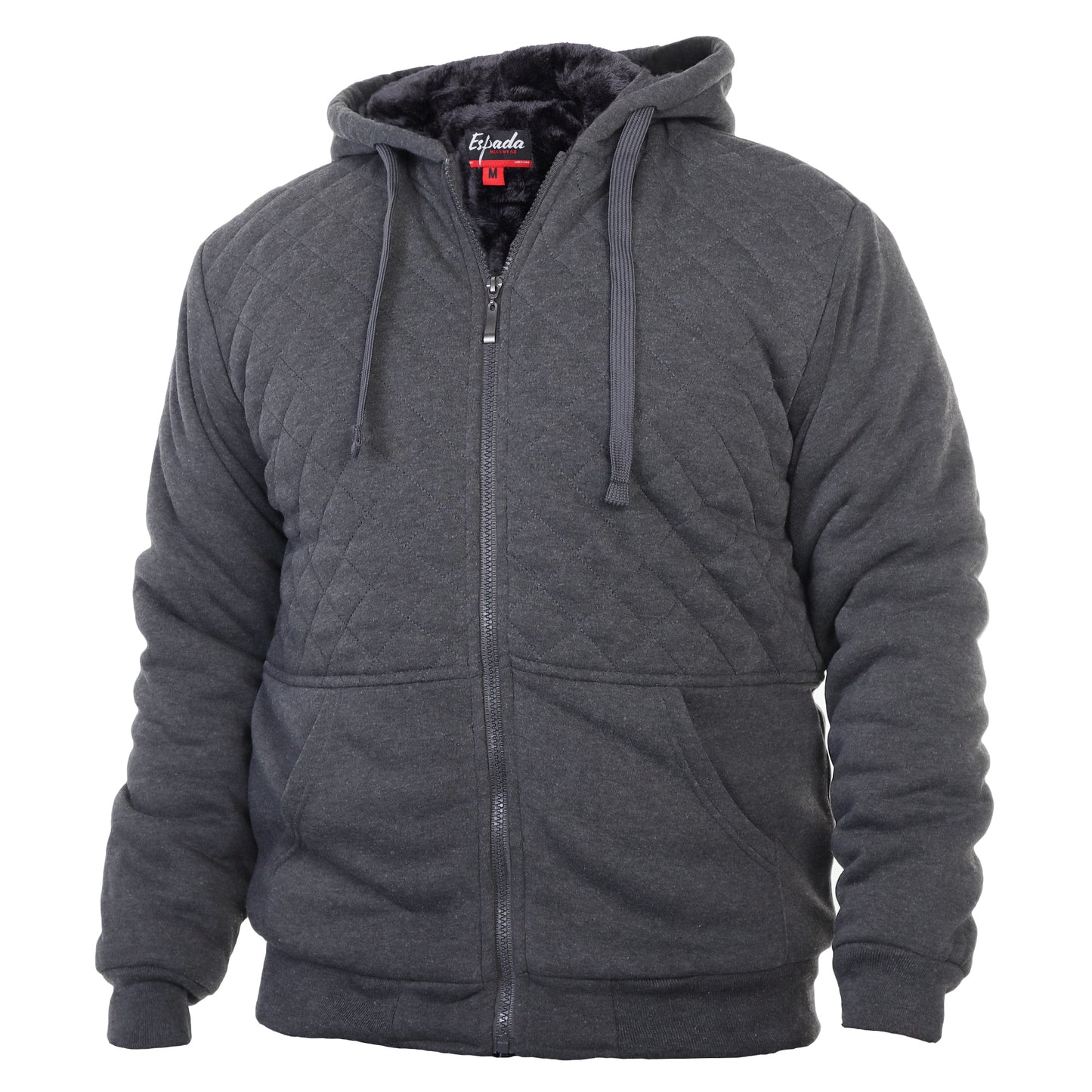 Men's Full-Zip Quilted Plush Sherpa-Lined Hoodie Jacket (1-Pack)