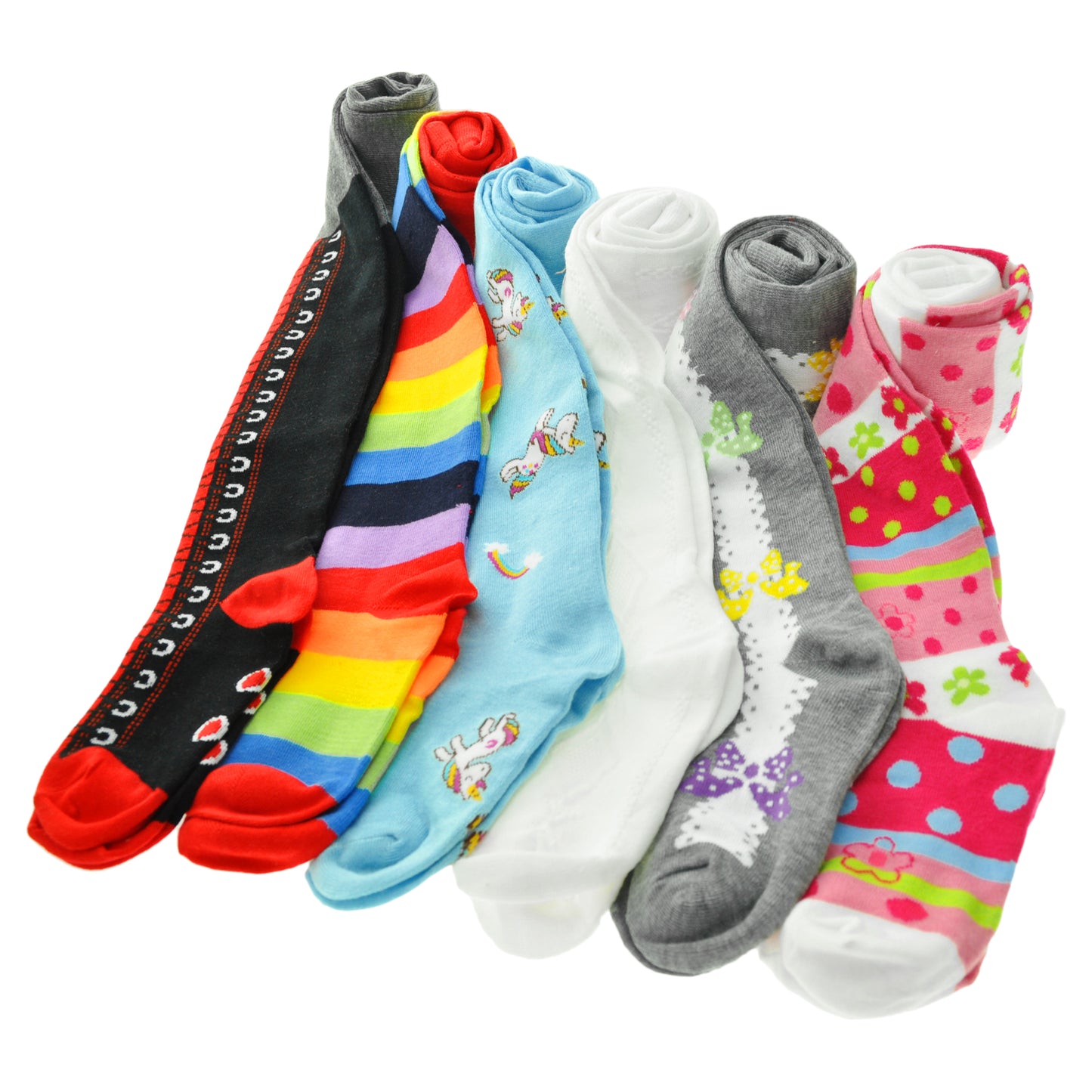 Girl's Colorful Patterned Winter Tights (6-Pack)