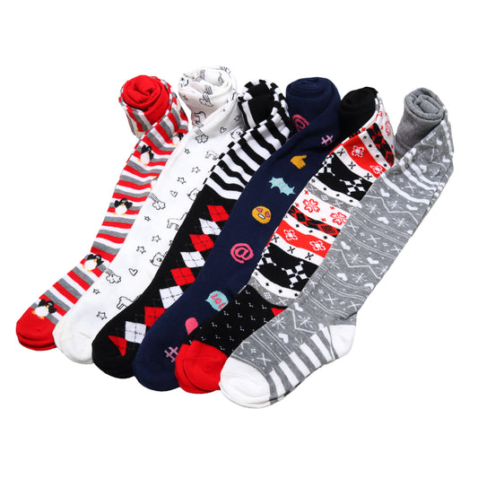 Girl's Colorful Patterned Winter Tights (6-Pack)