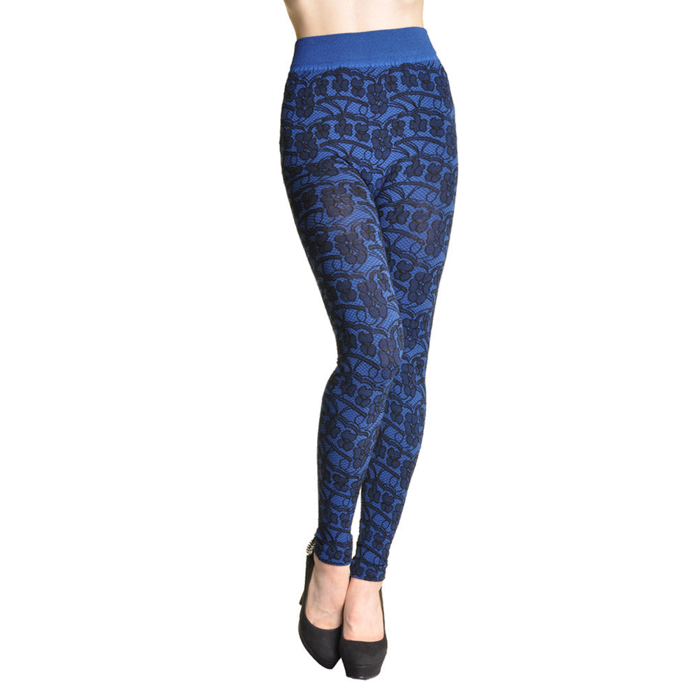 Footless Leggings with Floral Lace Jacquard Design (1-Pack)