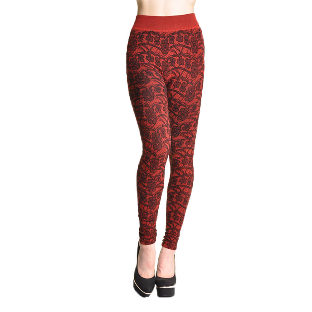 Footless Leggings with Floral Lace Jacquard Design (1-Pack)