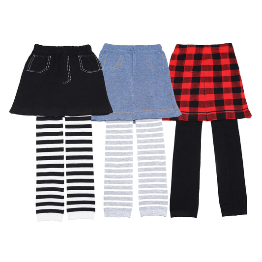 Girls' Sweater Footless Tights with Attached Skirt (3-Pack)