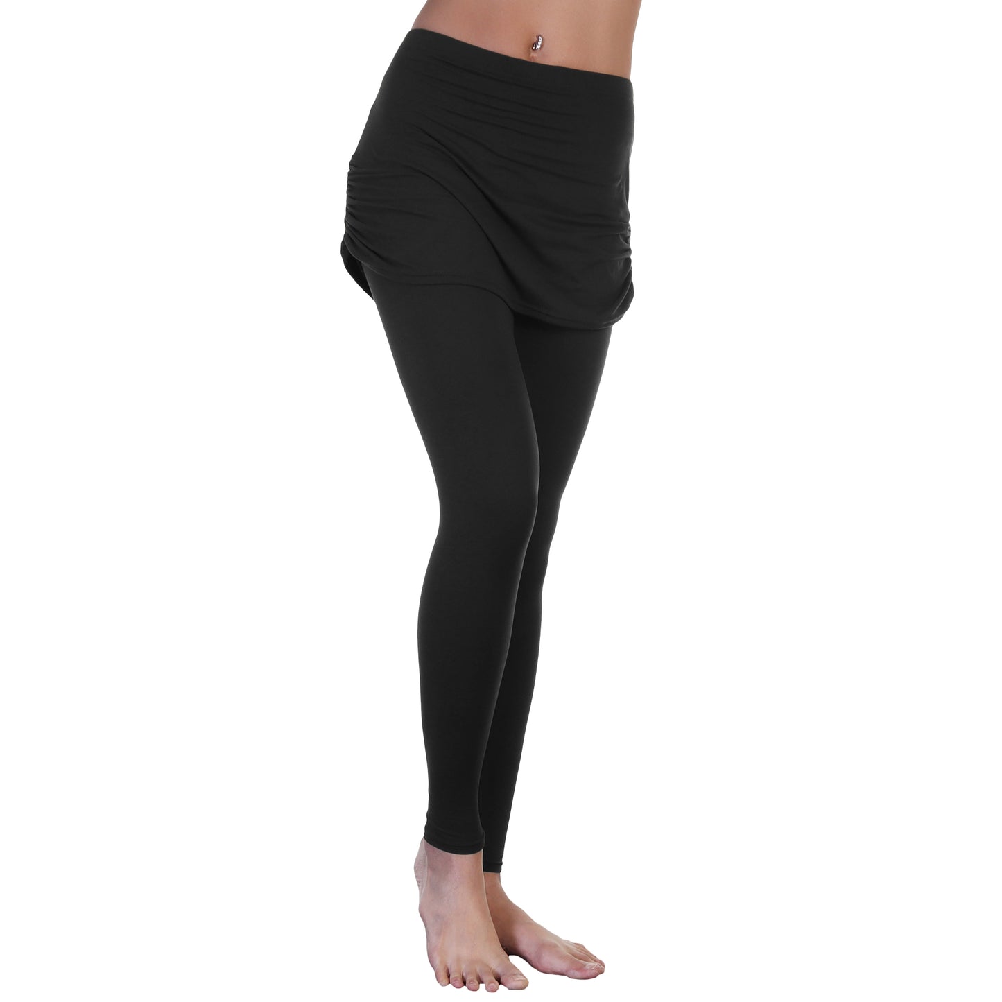 High Waist Leggings with Attached Mini Skirt (1-Pack)