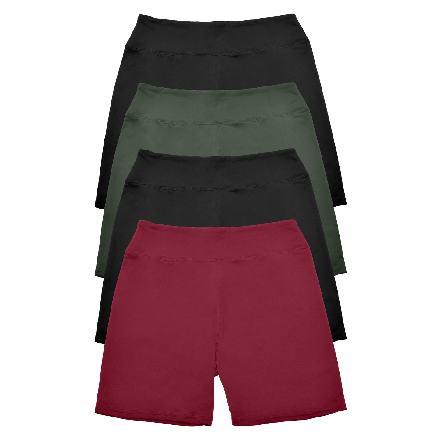 Women's Microfiber High Waist Biker Shorts (4-Pack)
