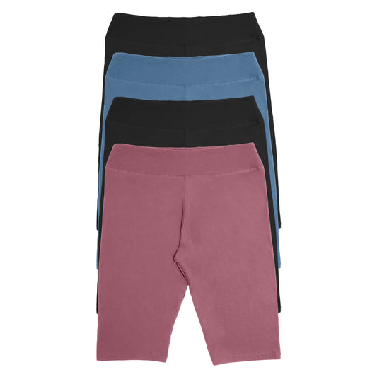 Women's Microfiber High Waist Knee Length Shorts (4-Pack)