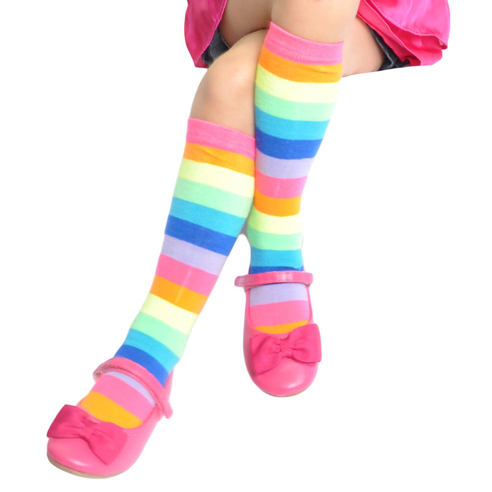 Rainbow and Neon Striped Knee-High Socks (1-6 Pack)