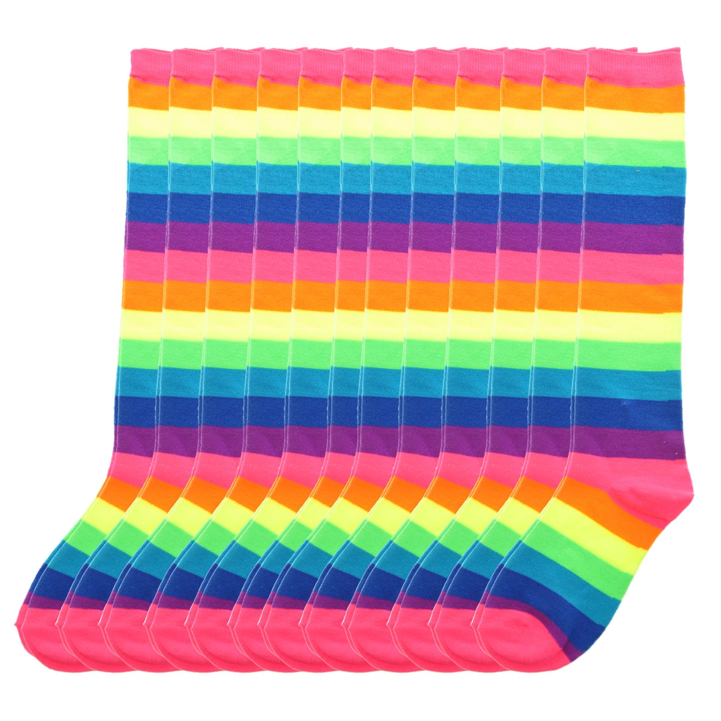 Rainbow and Neon Striped Knee-High Socks (1-6 Pack)