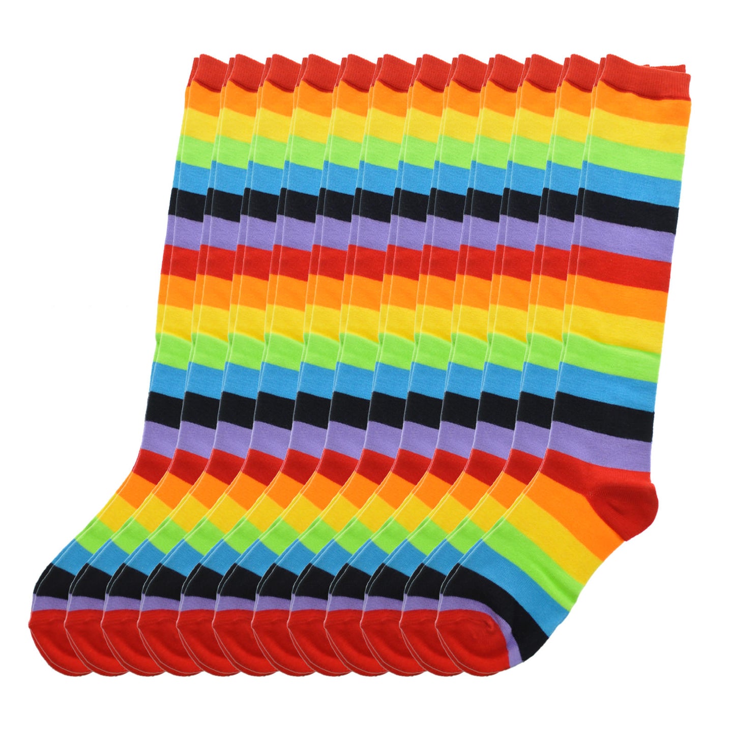 Rainbow and Neon Striped Knee-High Socks (1-6 Pack)
