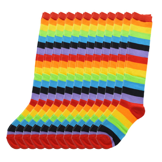 Rainbow and Neon Striped Knee-High Socks (1-6 Pack)