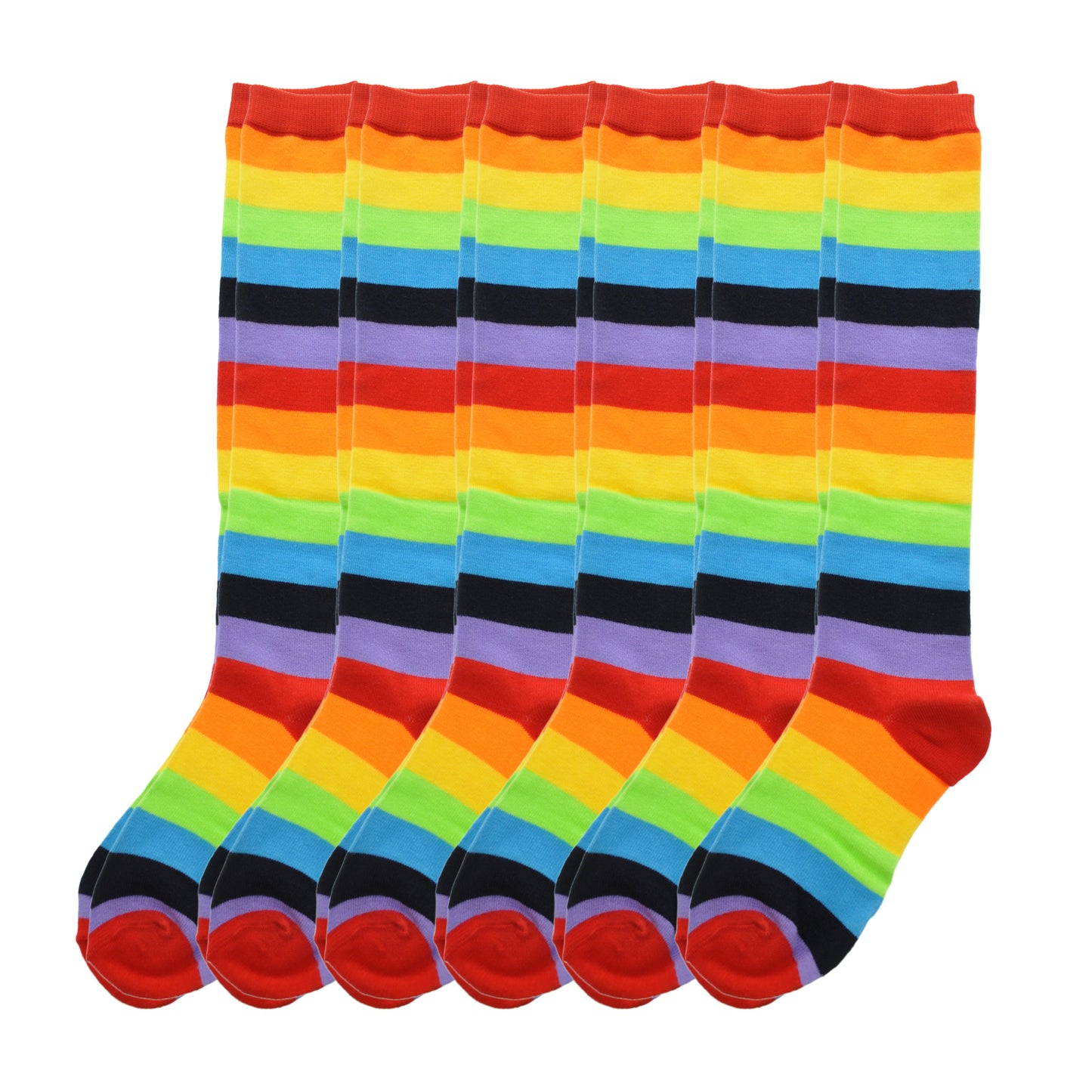 Rainbow and Neon Striped Knee-High Socks (1-6 Pack)