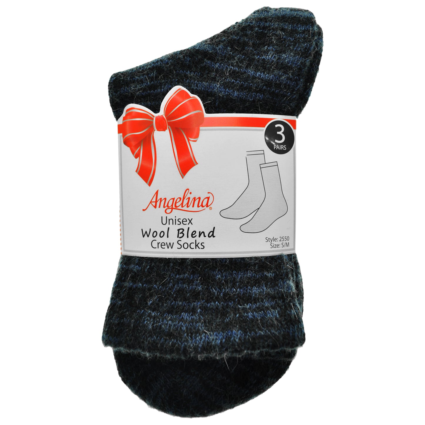 Marled Unisex Wool Blend Crew Socks (3-Pairs)