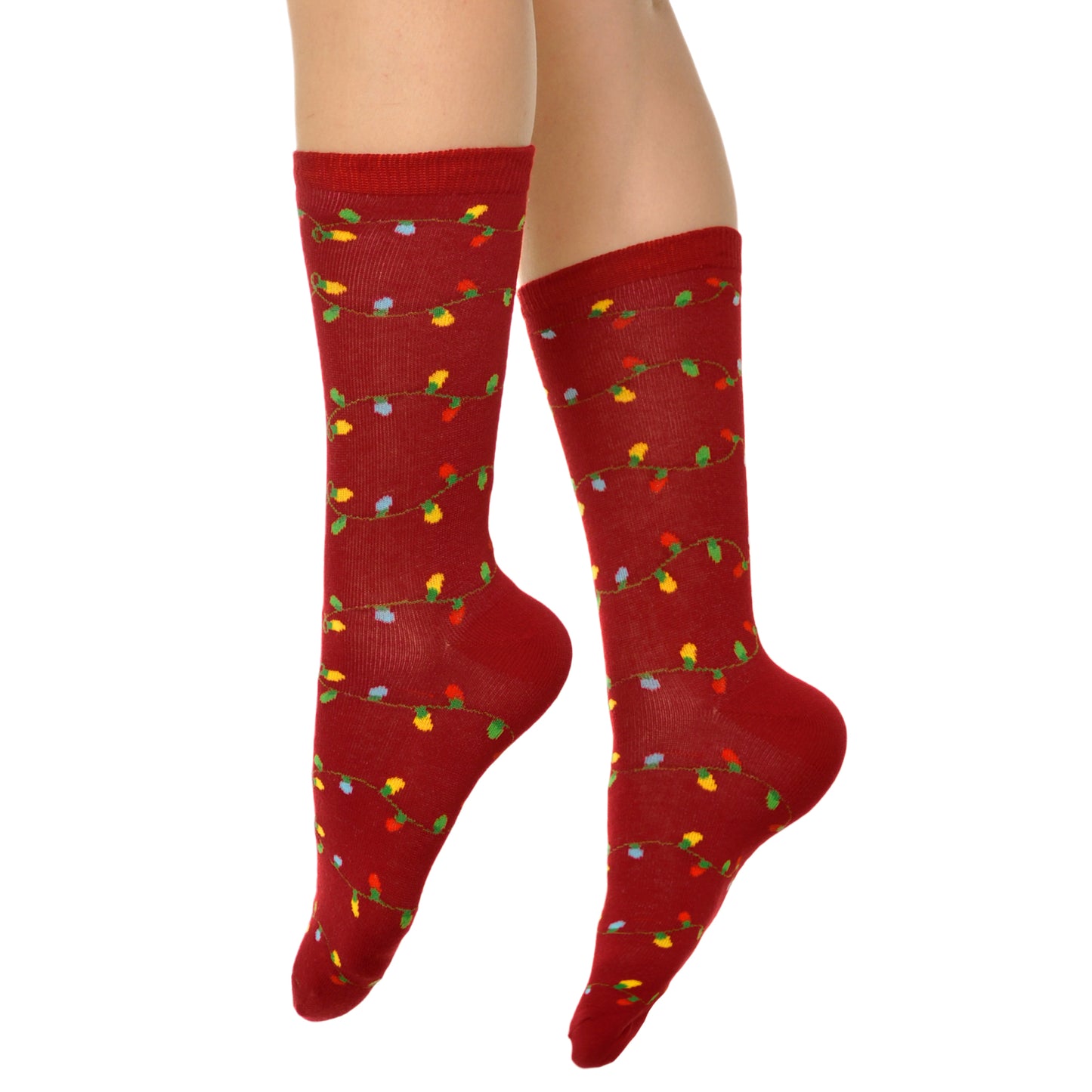 Novelty Holiday Lights Crew Socks
