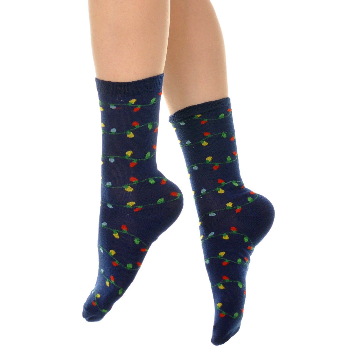 Novelty Holiday Lights Crew Socks