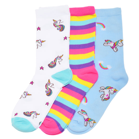 Novelty Unicorn Crew Socks (3-Pairs)