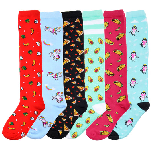 Novelty Foodie Knee-High Socks (6-Pairs)