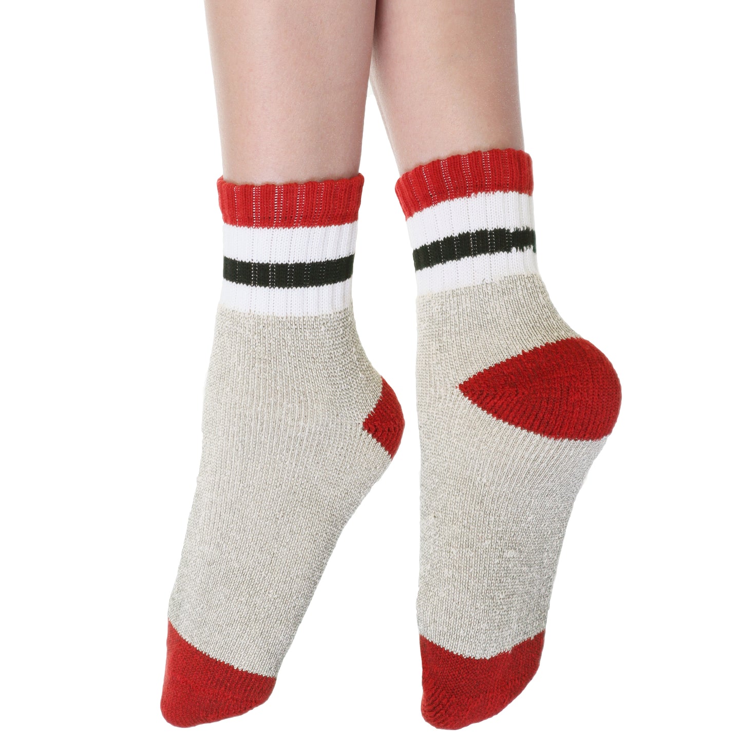 Unisex Quarter Socks with Striped Pattern Cuff (3-Pairs)