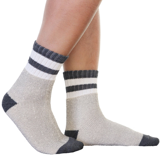 Unisex Quarter Socks with Striped Pattern Cuff (3-Pairs)