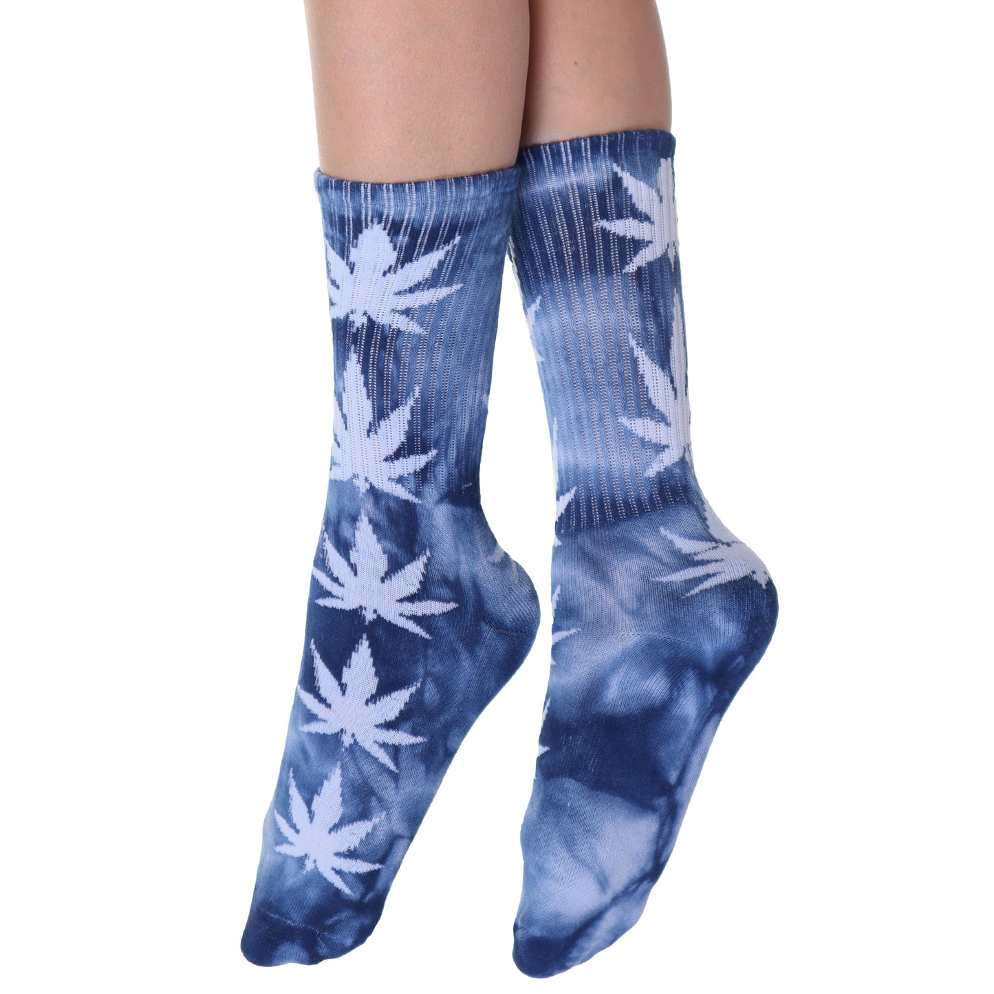 Novelty Rib Knit Crew Socks with Tie-Dye Leaf Print (6-Pairs)