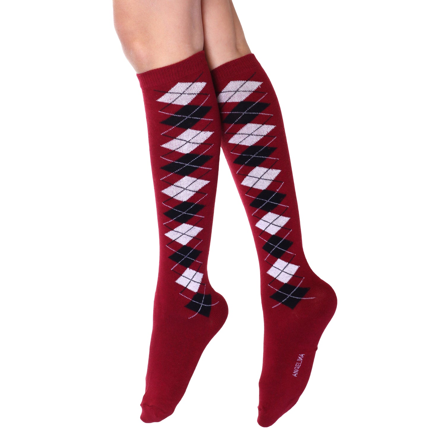 Argyle Knit Pattern Knee-High Socks (3-Pairs)