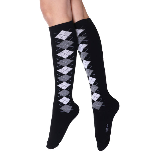 Argyle Knit Pattern Knee-High Socks (3-Pairs)