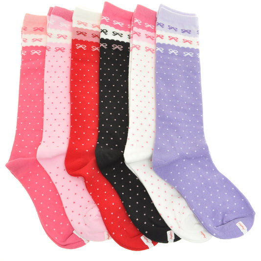 Girls Brightly Patterned Cotton Knee-High Socks (6-Pairs)