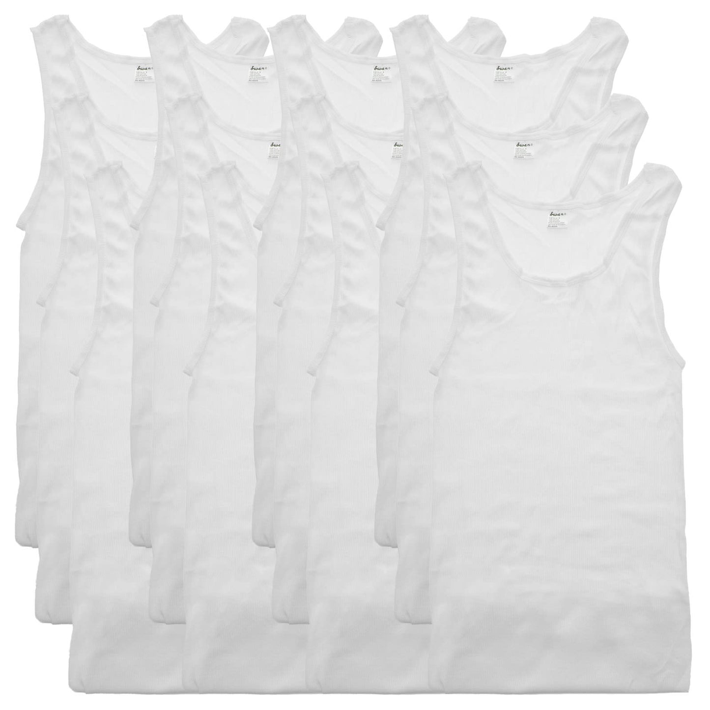 Men's Ribbed White A-Shirt (12-Pack)