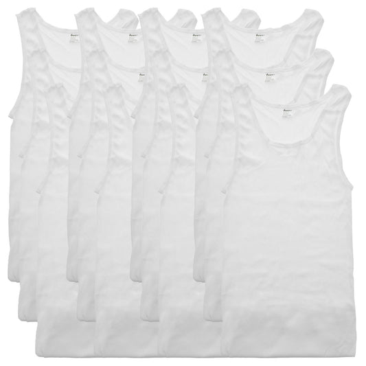 Men's Ribbed White A-Shirt (12-Pack)