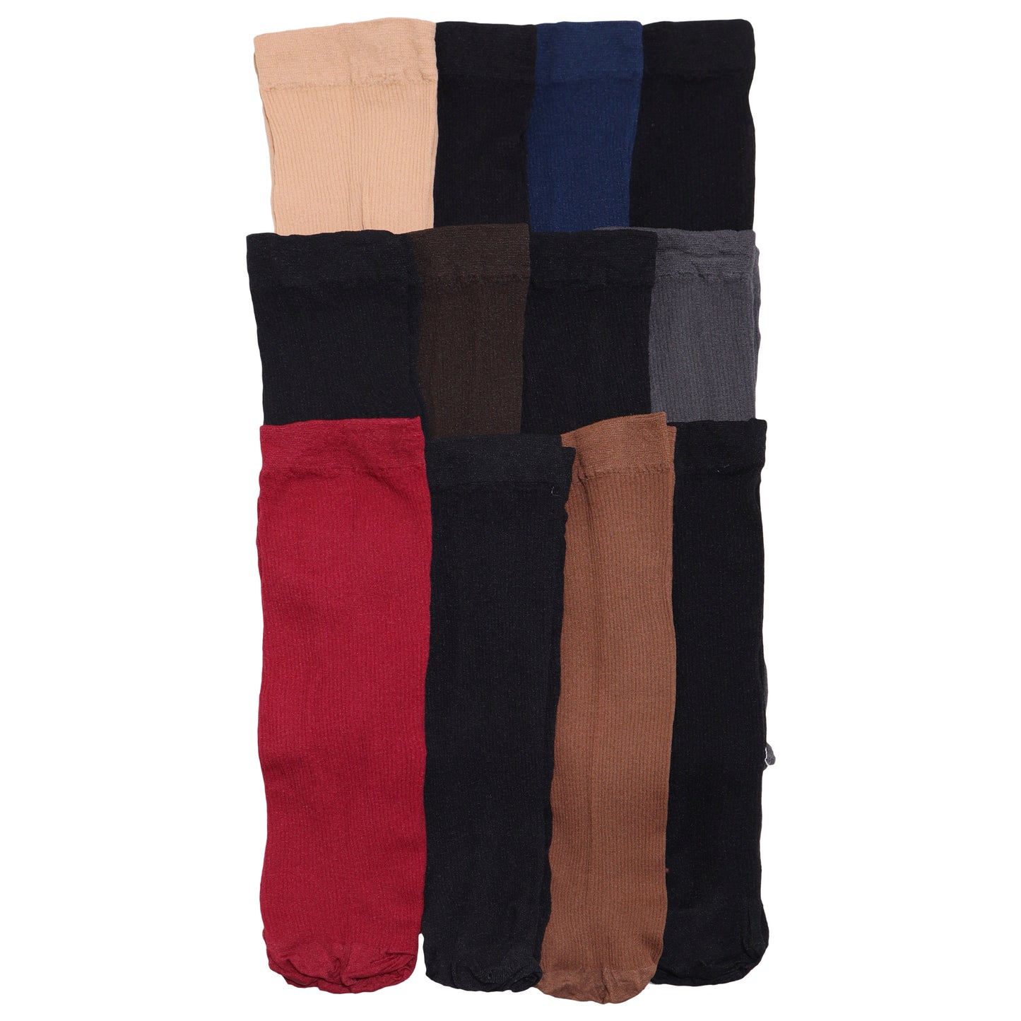 Nylon Rib Knit Trouser Tube Socks (12-Pairs)