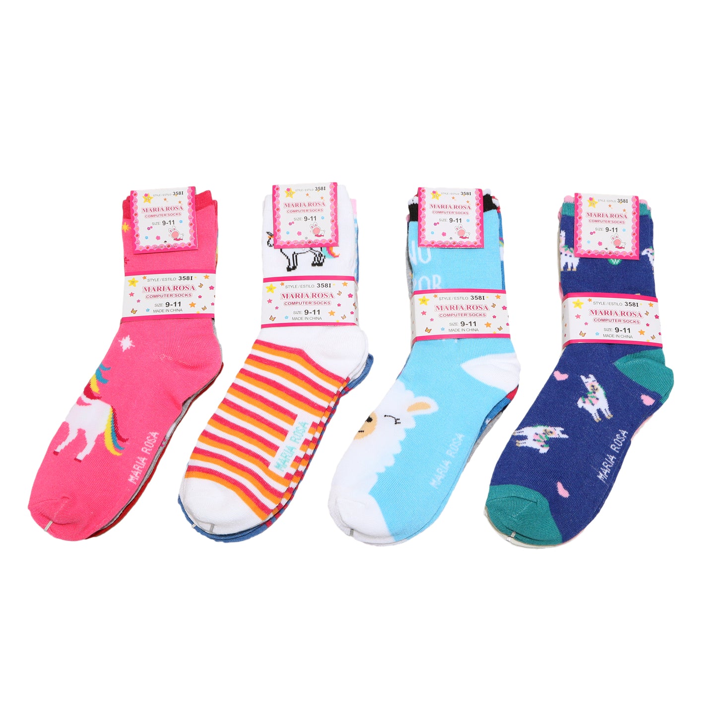 Kid's Novelty Crew Socks with Assorted Knit Designs (12-Pairs)