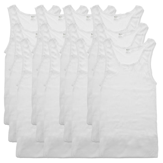Men's Ribbed White A-Shirts (12-Pack)
