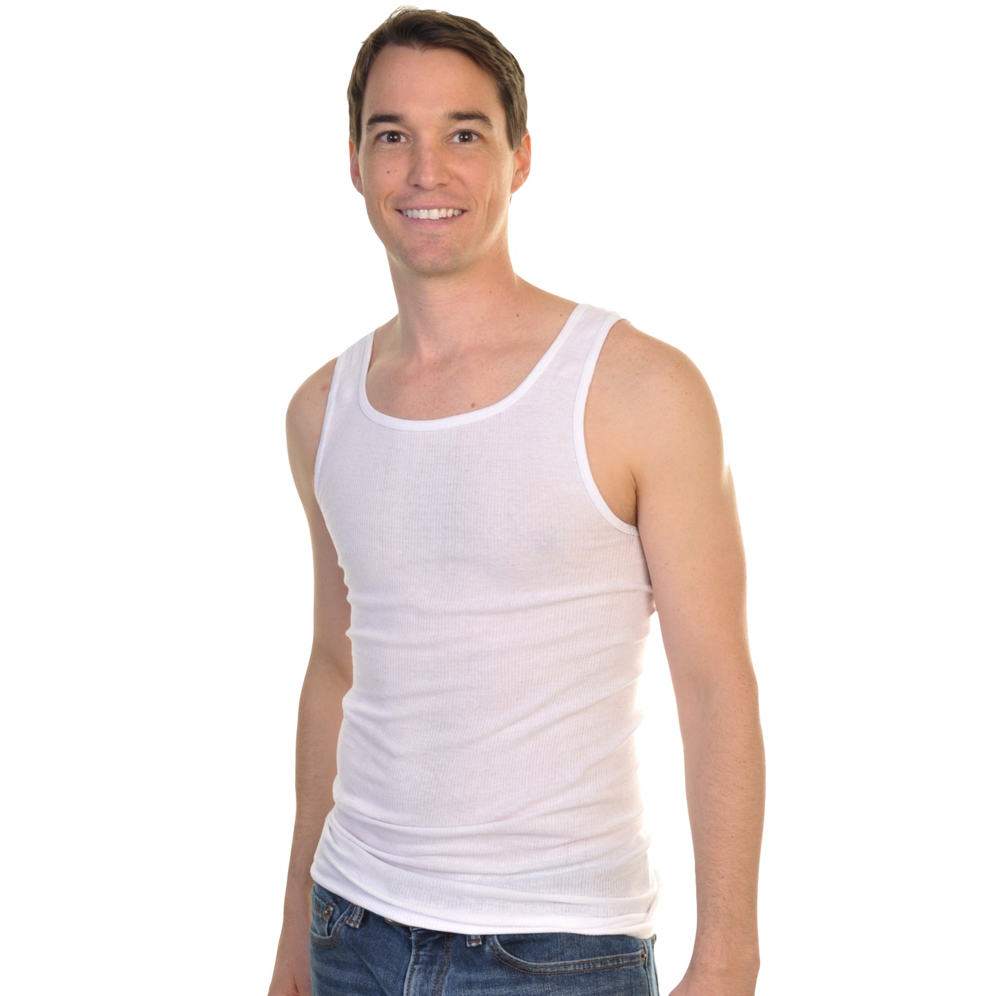 Men's Ribbed White A-Shirts (12-Pack)