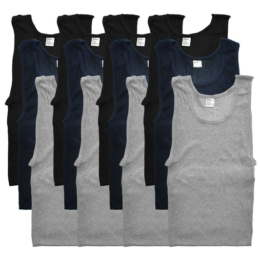 Men's Color Slim Fit Basic A-Shirt (12-Pack)