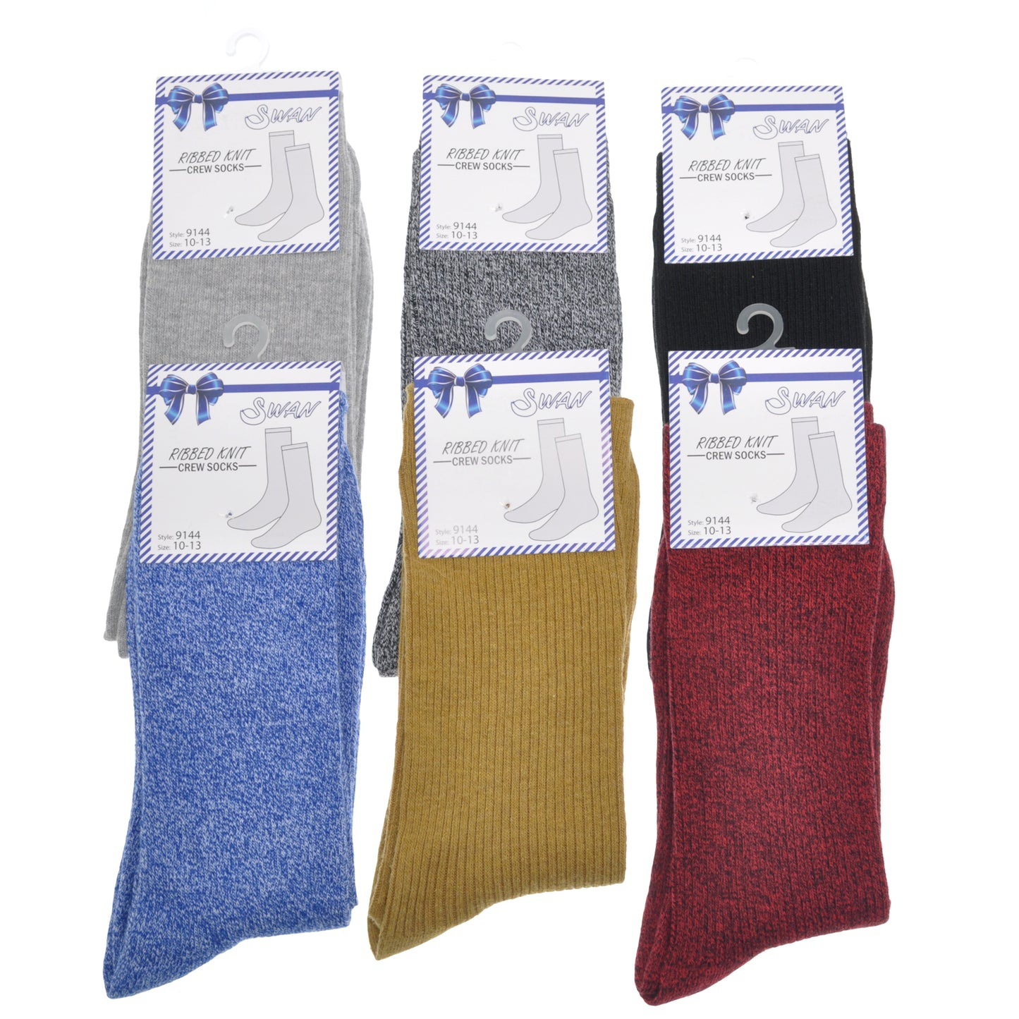 Men's Cotton Ribbed Knit Crew Socks (6-Pairs)