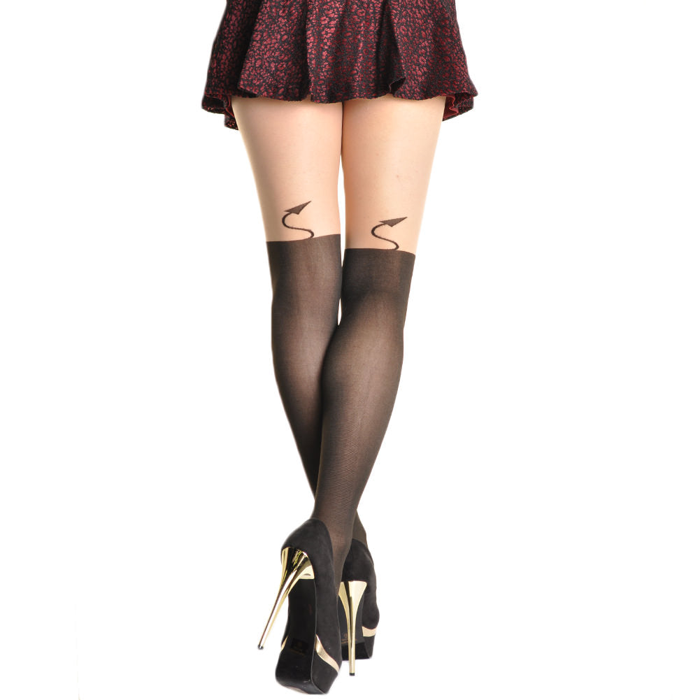 Animal Pattern Faux Thigh High Pantyhose (1-Pack)