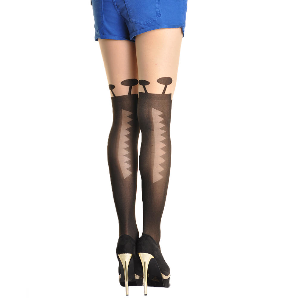 Animal Pattern Faux Thigh High Pantyhose (1-Pack)